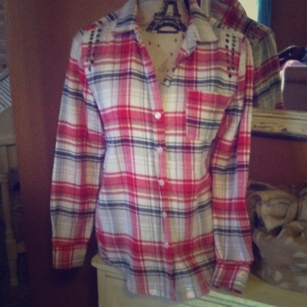 Flannel Button Front Top S/P